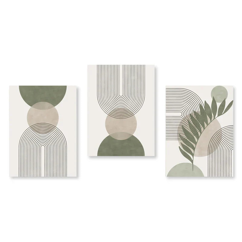 Sett med 3 stk Moderne Abstrakt Bohemsk Minimalistisk Geometrisk Veggkunst Fine Art Lerret Utskrifter Plakater Bilder For Stue Dekor | Skanto