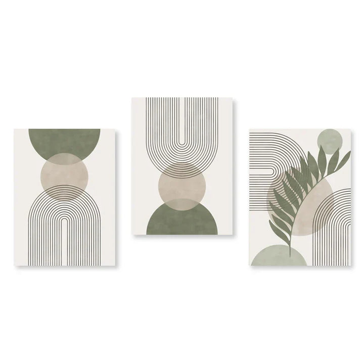 Sett med 3 stk Moderne Abstrakt Bohemsk Minimalistisk Geometrisk Veggkunst Fine Art Lerret Utskrifter Plakater Bilder For Stue Dekor | Skanto