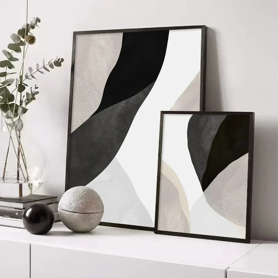 Svart Hvit Grå Minimalistisk Abstrakt Veggkunst Fine Art Lerretsbilder Nøytrale Farger Bilder For Stue Soverom Hjemmekontor Dekor | Skanto