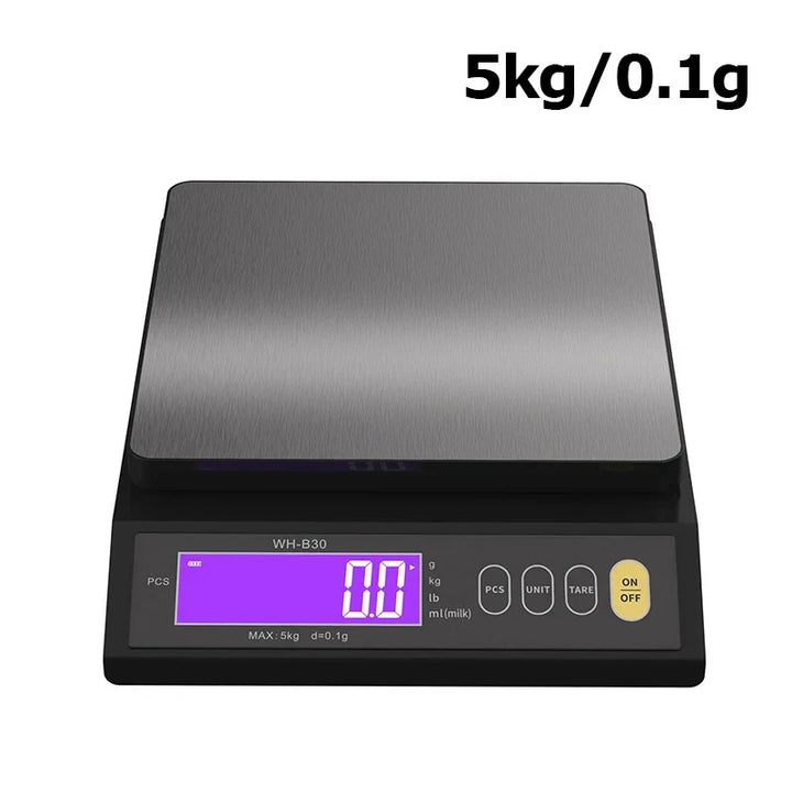 Skanto | 5 kg/0,1 g og 10 kg/1 g digital elektronisk kjøkkenvekt, LCD-skjerm, hel vanntett rustfritt stålværktøy for baking