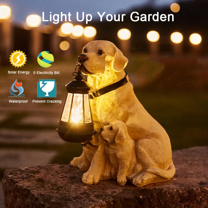 Solcel-drevet utendørs harpiks hundestatue lampe | Skanto