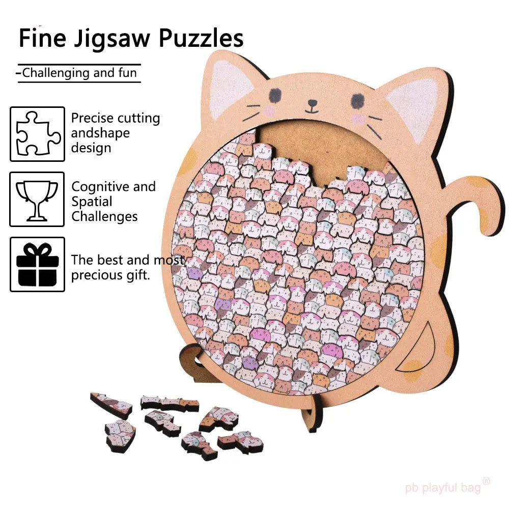Skanto | Wooden Cat Craze Trekunst Puslespill