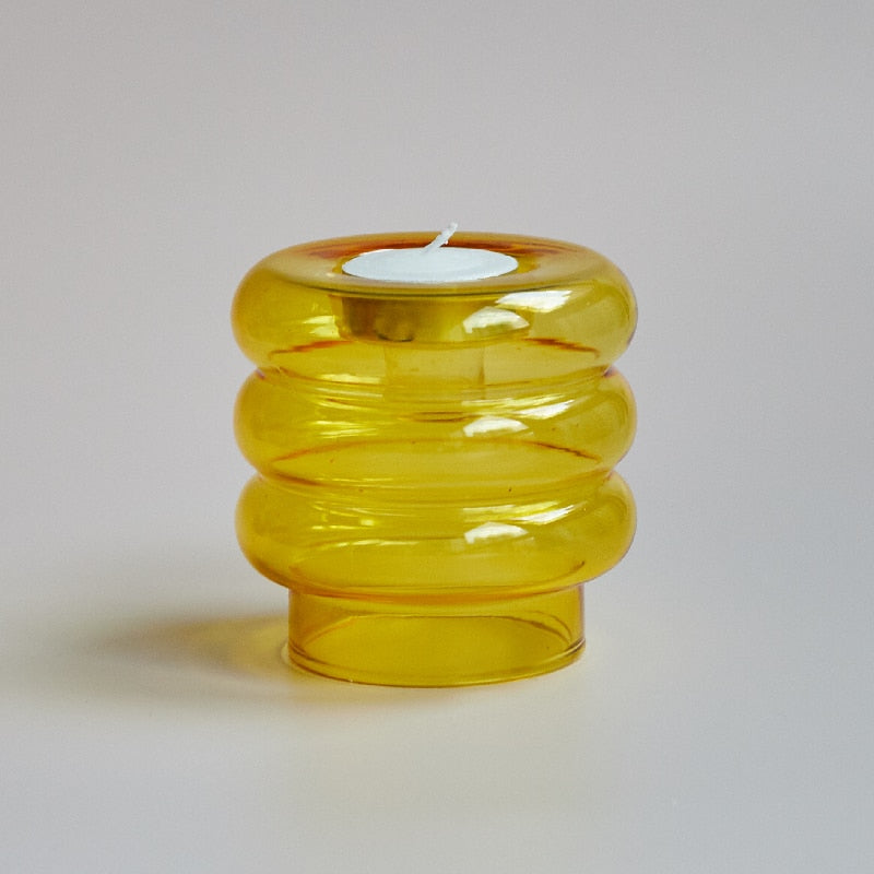 Skanto | Glas-Spiral-Kerzenhalter | Modernes Dekorationsdesign | Mehrfarbig