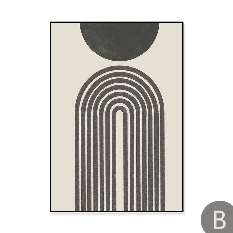 Sol Hav Sirkel Minimalistisk Linjekunst Svart Hvit Veggkunst Fin Kunst Lerretstrykk Bilder For Moderne Stue Soverom Hjemmedekor | Skanto