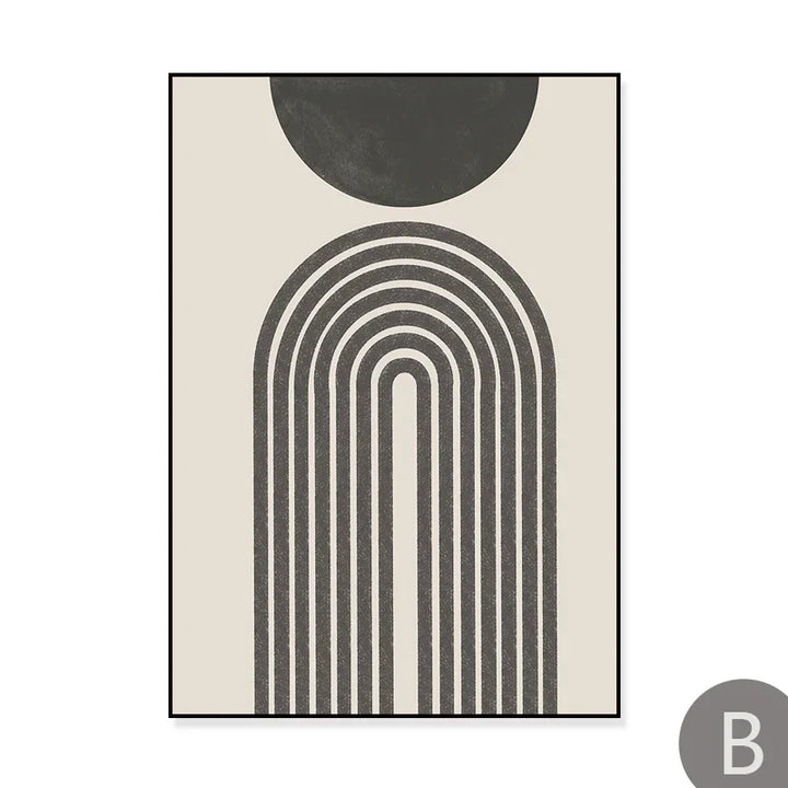 Sol Hav Sirkel Minimalistisk Linjekunst Svart Hvit Veggkunst Fin Kunst Lerretstrykk Bilder For Moderne Stue Soverom Hjemmedekor | Skanto