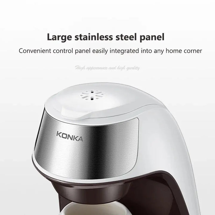 Skanto | KONKA Kaffemaskin 2 i 1, Te og Kaffe Pulver, Flere Dråper, Kafé, Rask Oppvarming, Kontor og Hjem, 220 V, Enkel å Bruke