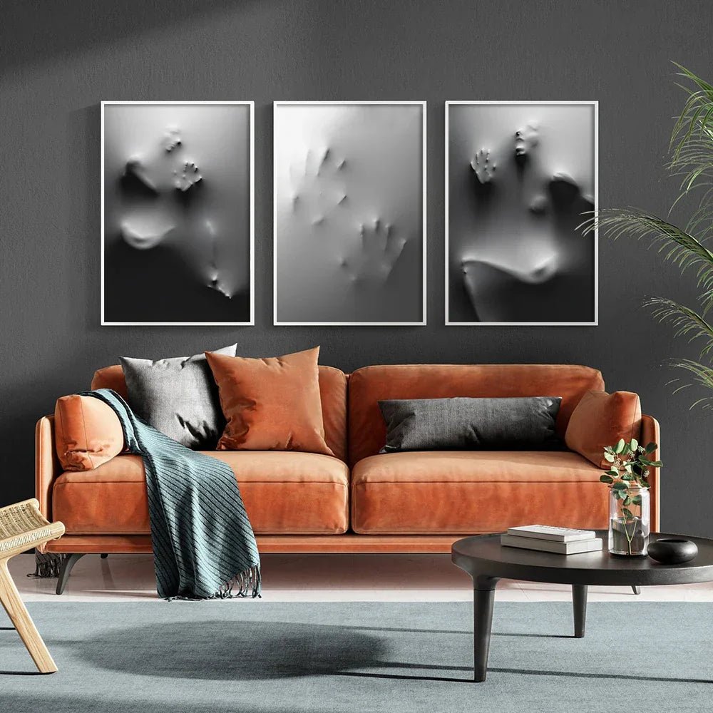 Moderne Kunst Abstrakte Spøkelsesaktige Figurer I Veggen Lerret Utskrifter Svart Hvit Vegg Kunst Plakater Bilder For Stue Soverom Kunst Dekor | Skanto