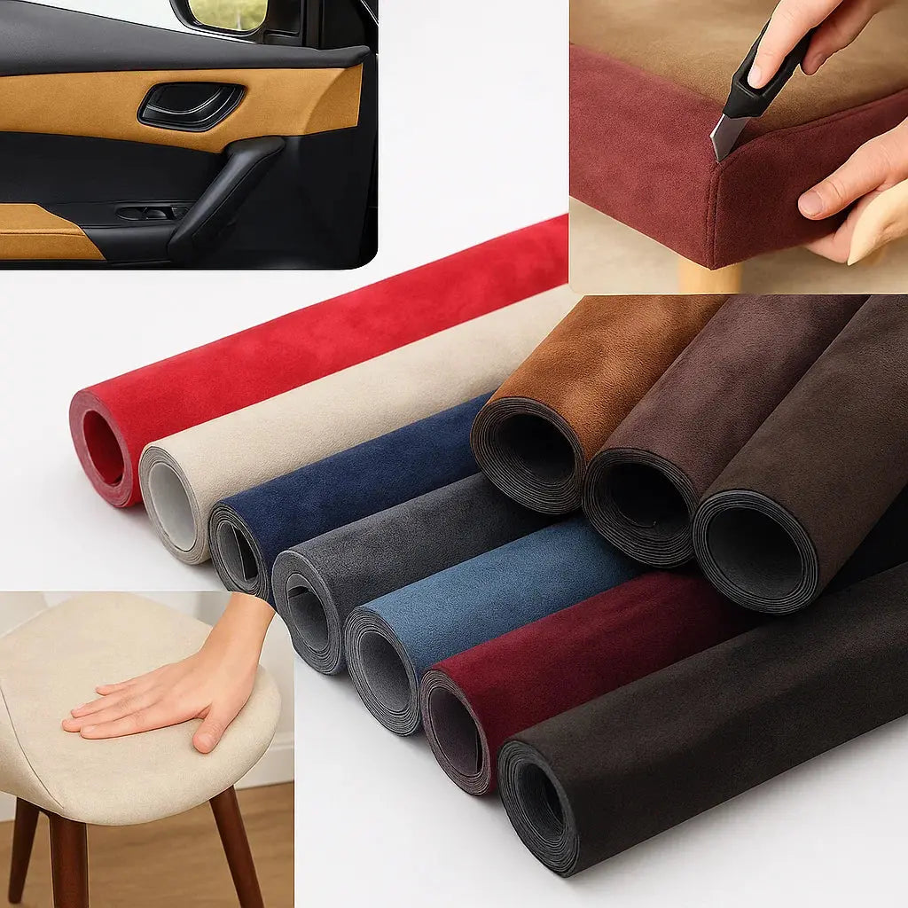 Selvklebende mikrofiber semsket skinnstoff