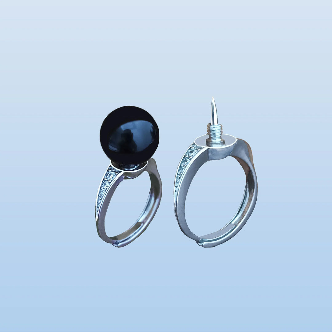 Skanto | Mysterious Black Pearl Hidden Knife Ring