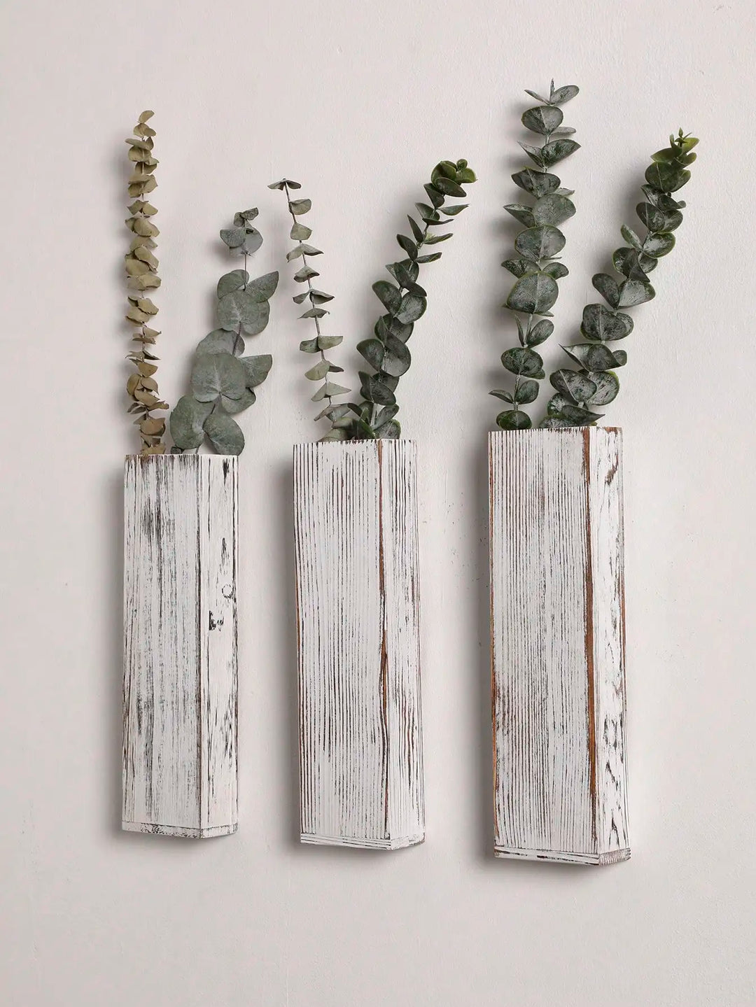 Håndlaget nordisk trekasse veggplante - Naturlig åretegning, minimalistisk skandinavisk design, perfekt for langstilke blomster og interiør, allsidige og elegante dekorative stykker | Skanto