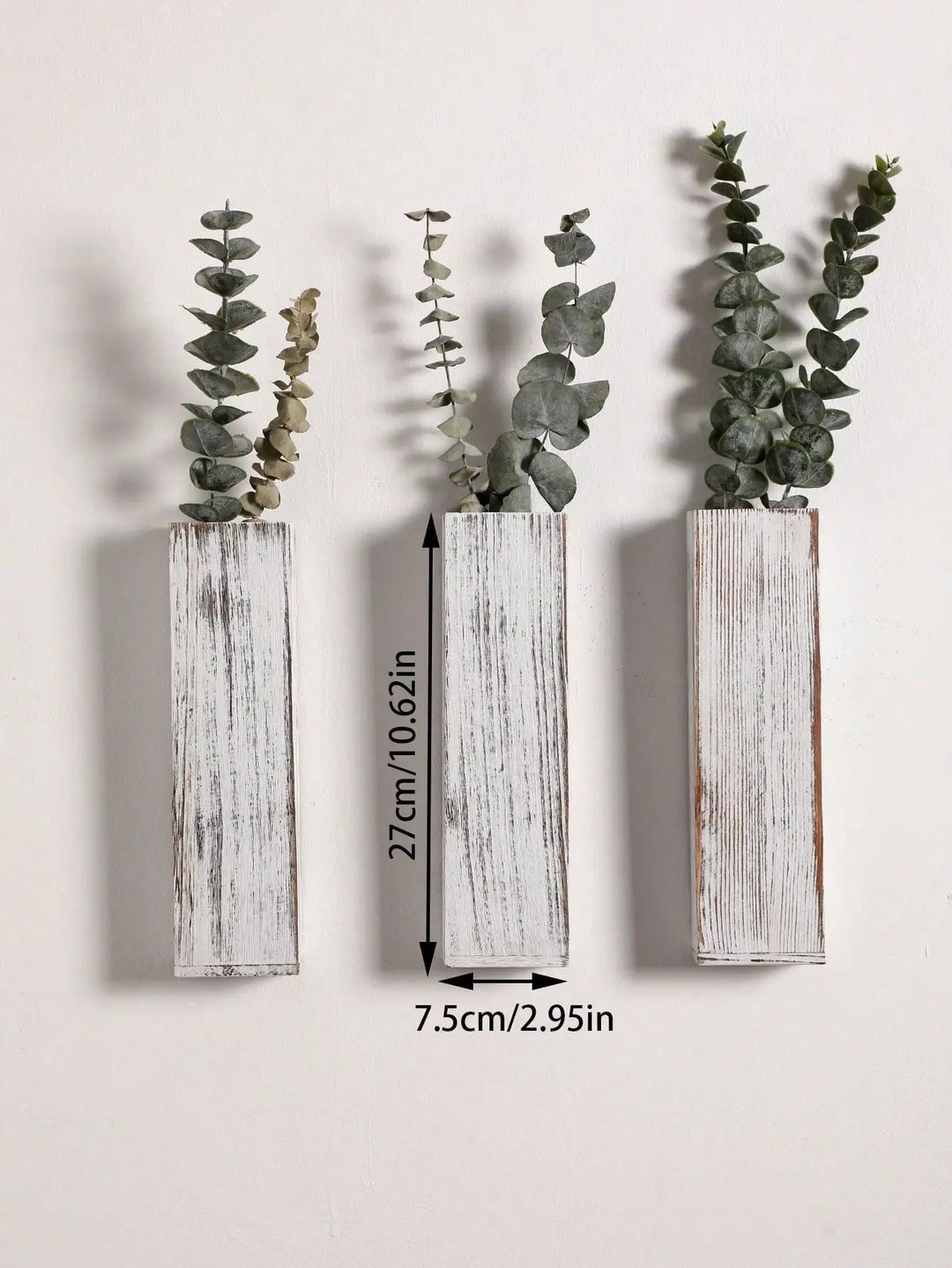 Håndlaget nordisk trekasse veggplante - Naturlig åretegning, minimalistisk skandinavisk design, perfekt for langstilke blomster og interiør, allsidige og elegante dekorative stykker | Skanto