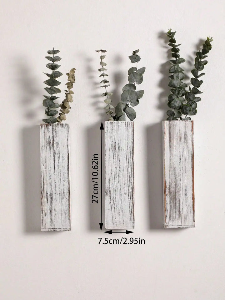 Håndlaget nordisk trekasse veggplante - Naturlig åretegning, minimalistisk skandinavisk design, perfekt for langstilke blomster og interiør, allsidige og elegante dekorative stykker | Skanto