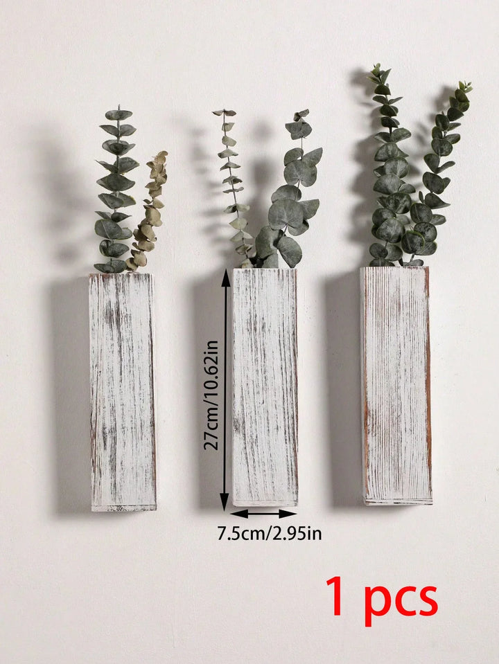 Håndlaget nordisk trekasse veggplante - Naturlig åretegning, minimalistisk skandinavisk design, perfekt for langstilke blomster og interiør, allsidige og elegante dekorative stykker | Skanto