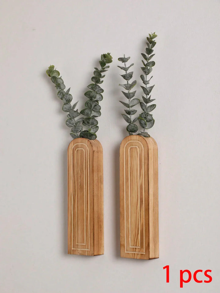 Håndlaget nordisk trekasse veggplante - Naturlig åretegning, minimalistisk skandinavisk design, perfekt for langstilke blomster og interiør, allsidige og elegante dekorative stykker | Skanto