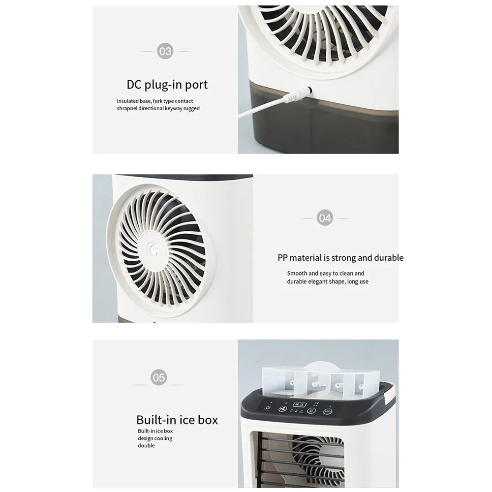 USB Bærbar Mini Air Conditioner Vifte – 3-Hastighets Skrivebords Kjølevifte med LED Nattlys, Luftkjøler for Hjemmet, Kontoret og Camping | Skanto