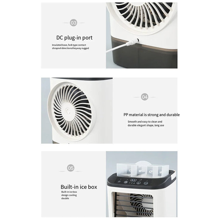 USB Bærbar Mini Air Conditioner Vifte – 3-Hastighets Skrivebords Kjølevifte med LED Nattlys, Luftkjøler for Hjemmet, Kontoret og Camping | Skanto