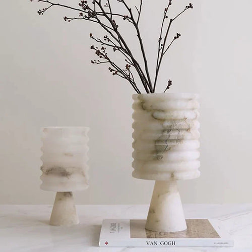 Hvit Onyx Blomster Vase Skanto