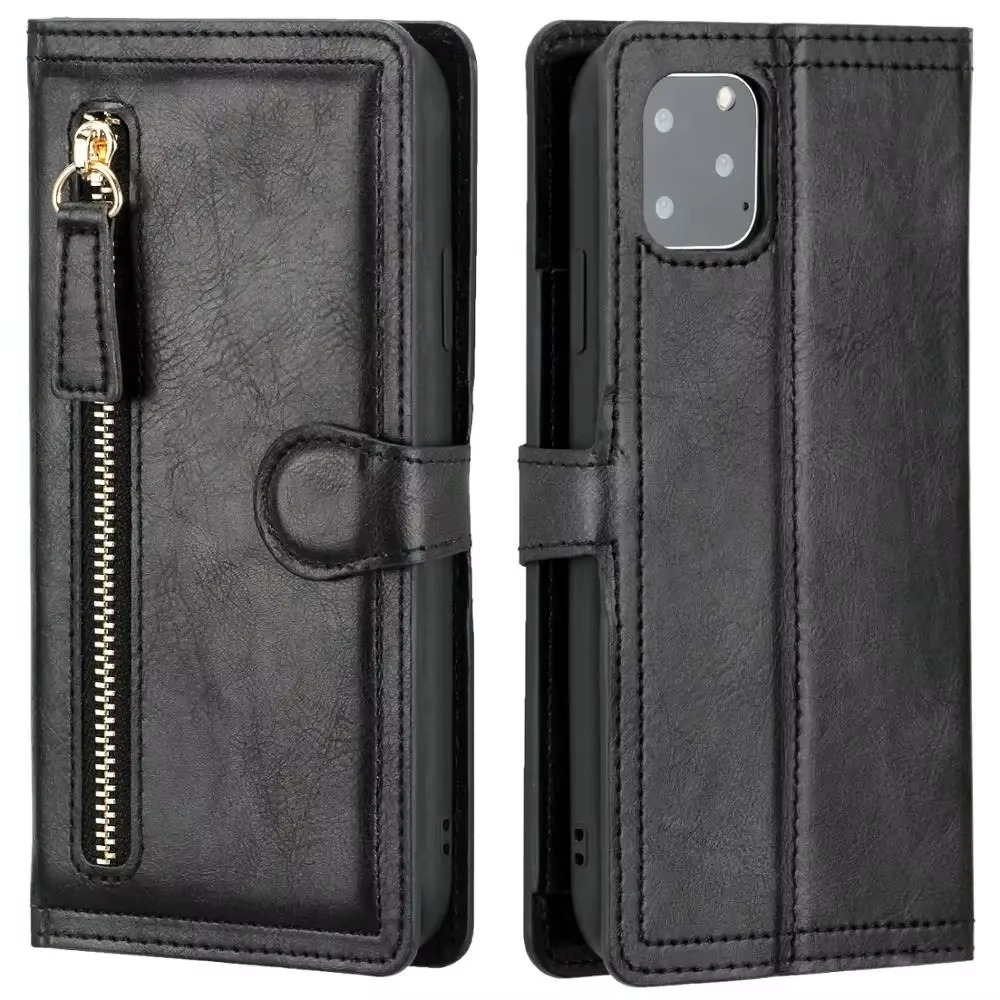 Premium-Leder-iPhone-Klapphülle med Ständer