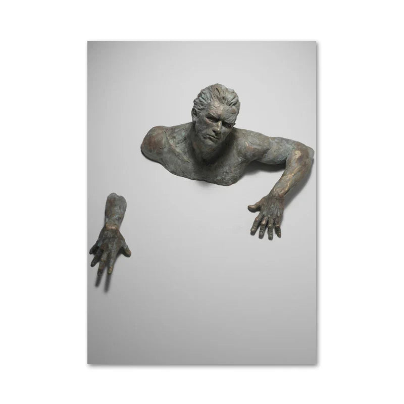 Moderne Urban Abstrakt Jern Statue Veggkunst Fine Art Lærredstrykk 3d Visualisering Figur Kunstbilder For Minimalistisk Leilighet Veggdekor | Skanto
