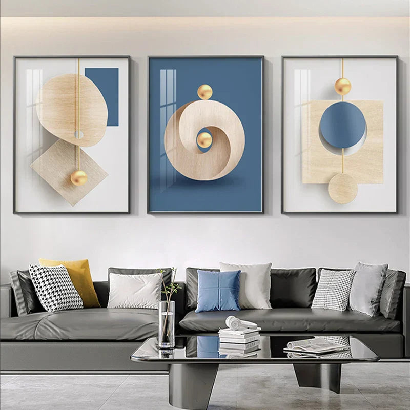 Moderne Estetikk Abstrakt Geometri Veggkunst Fine Art Lerret Utskrifter Plakater Bilder For Moderne Leilighet Stue Lys Luksus Hjem Dekor | Skanto