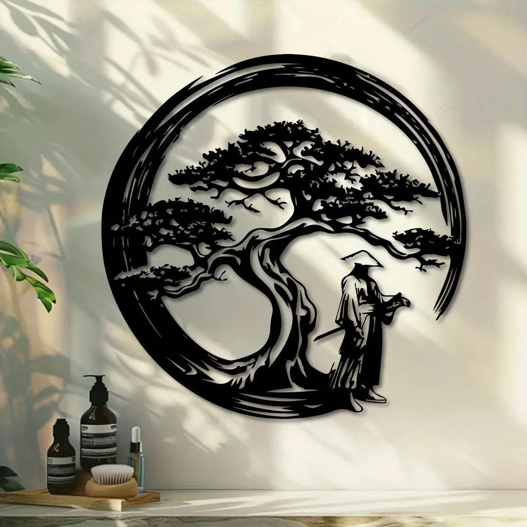 Skanto | ZENORA Metalveggdekor Bonsai | Japansk design med Torii & Enso | 40 × 40 cm