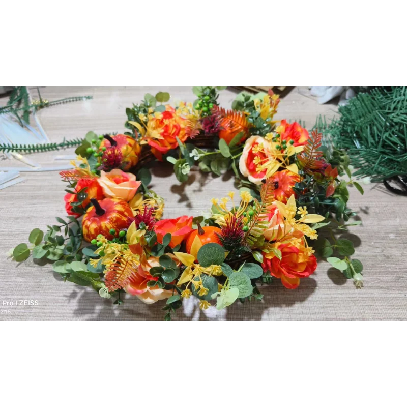 Skanto | Autumna Charm Høsthjerte | Grønn & Rattan | 40 cm | Håndlaget Dekorasjon for Høst & Thanksgiving