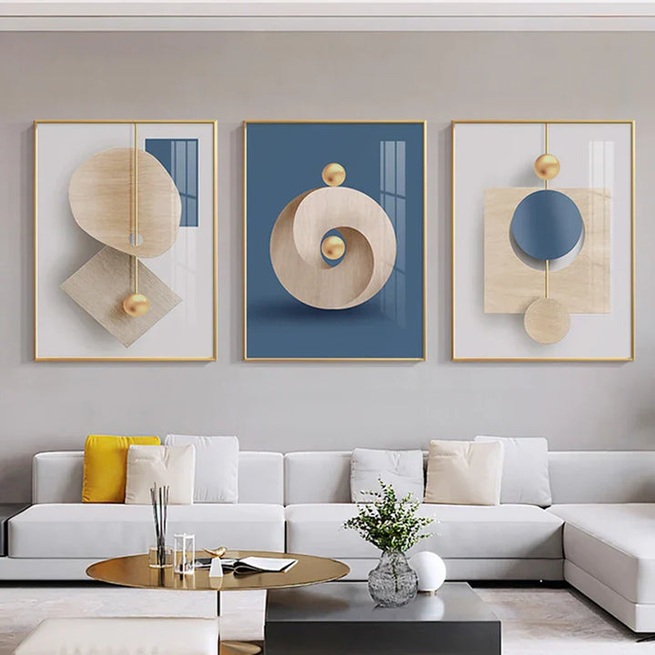 Moderne Estetikk Abstrakt Geometri Veggkunst Fine Art Lerret Utskrifter Plakater Bilder For Moderne Leilighet Stue Lys Luksus Hjem Dekor | Skanto