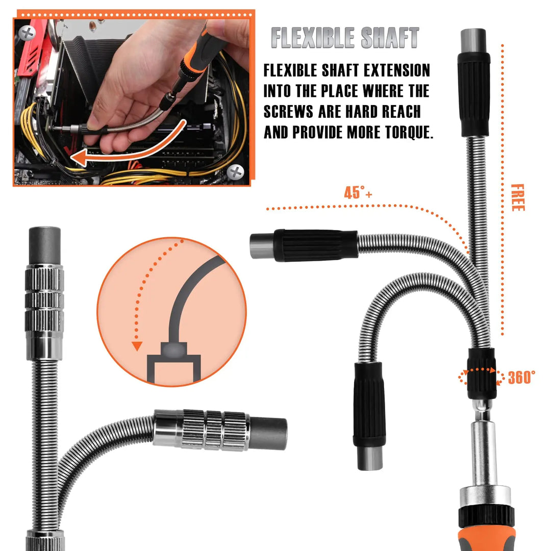 Skanto | 68-i-1 Tange Skrutrekker Sett med Magnetiske Bits & Forlengelsesstang – FortiDrive