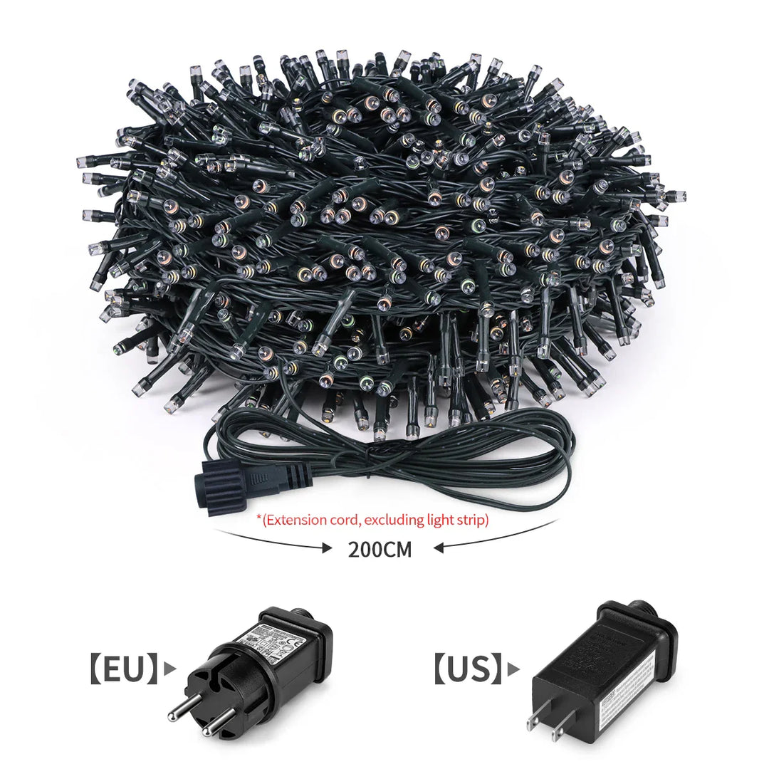 Skanto | LuminaraX | LED lyslenker utendørs 24V | 8 lysmodus | Vanntett IP65 | 10–100 m | For hage, hjem og juledekorasjon