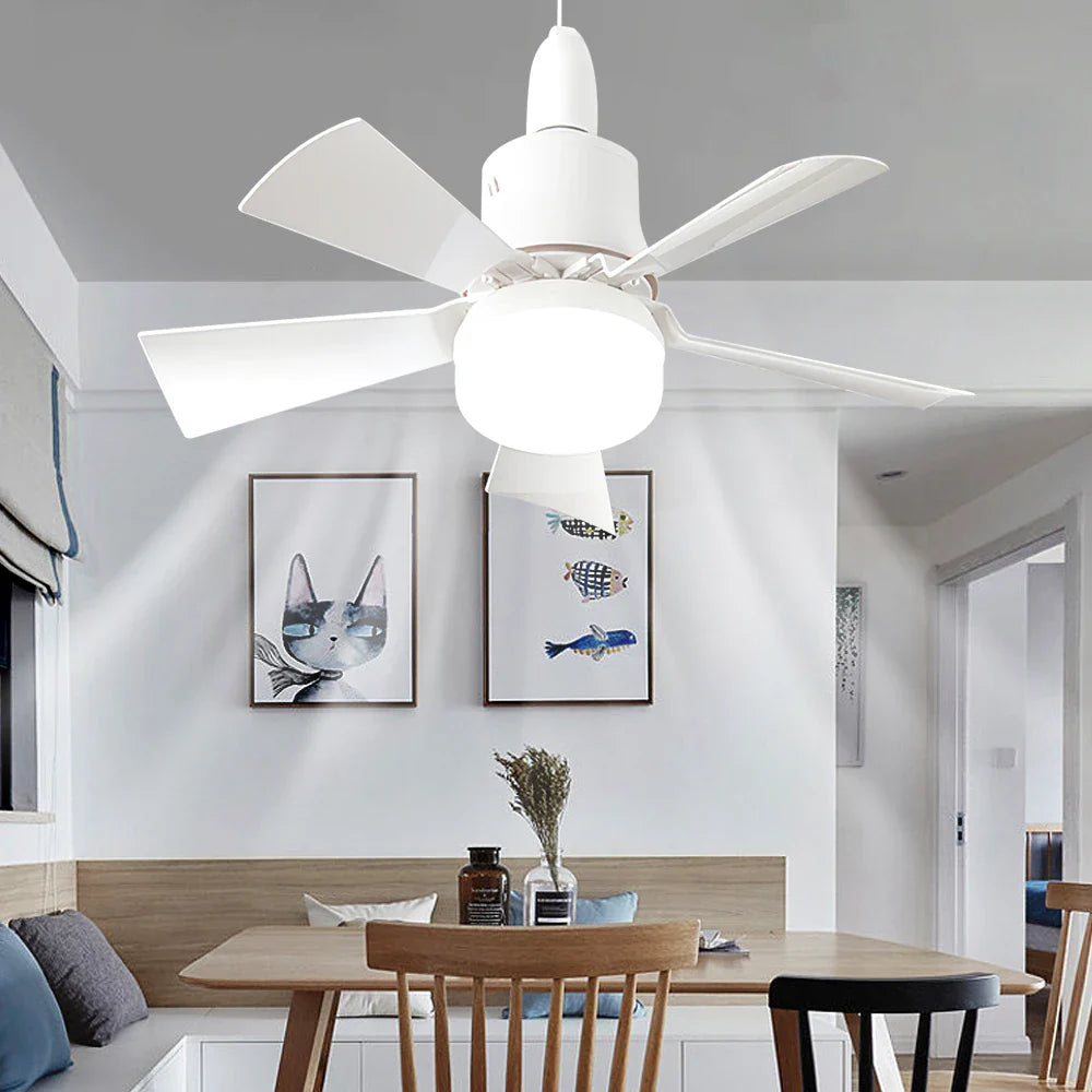 30W E27 Takvifte Lys med Fjernkontroll - LED Dimming Funksjon, Intelligent Stille Vifte for Soverom & Stue | Skanto