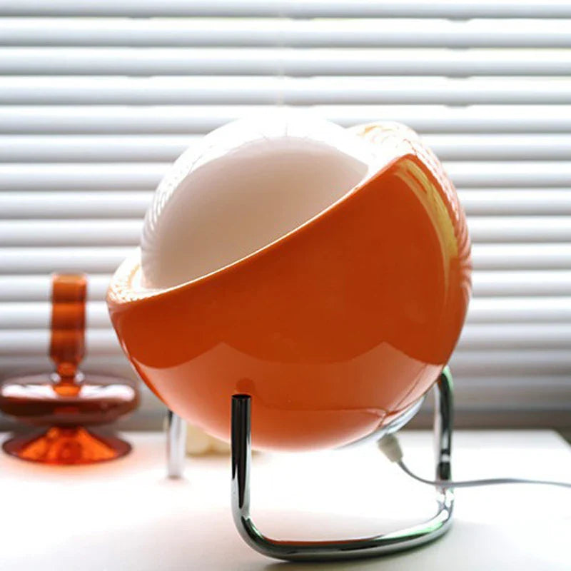Skanto | Aurivio Bordlampe | Glass & Rustfritt Stål | Retro-Nordisk Design | LED Nattlys Beige/Oransje | Ø21×H25 cm