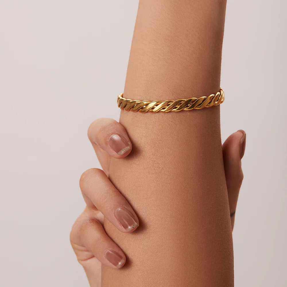 Skanto | 18k Chunky Gull Vevd Bangle Armbånd