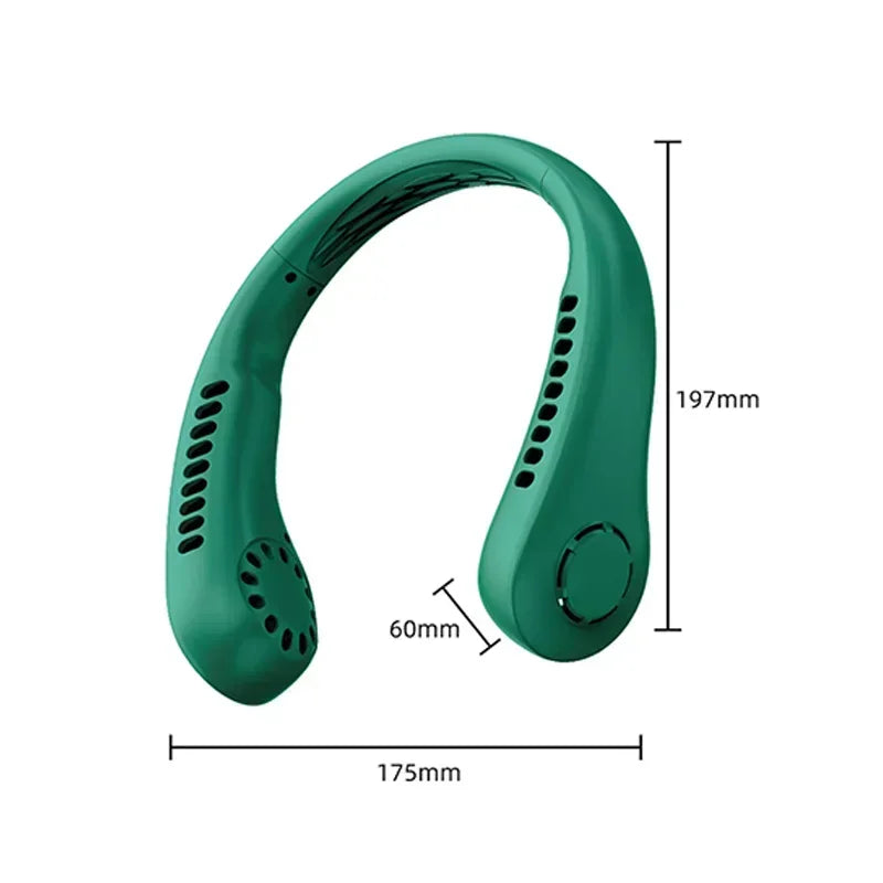 Bærbar Mini Hals Henging Vifte - Luftkjølt, Bærbar USB Vifte for Utendørs Sport, Løping, Reising, Bladfri Design | Skanto