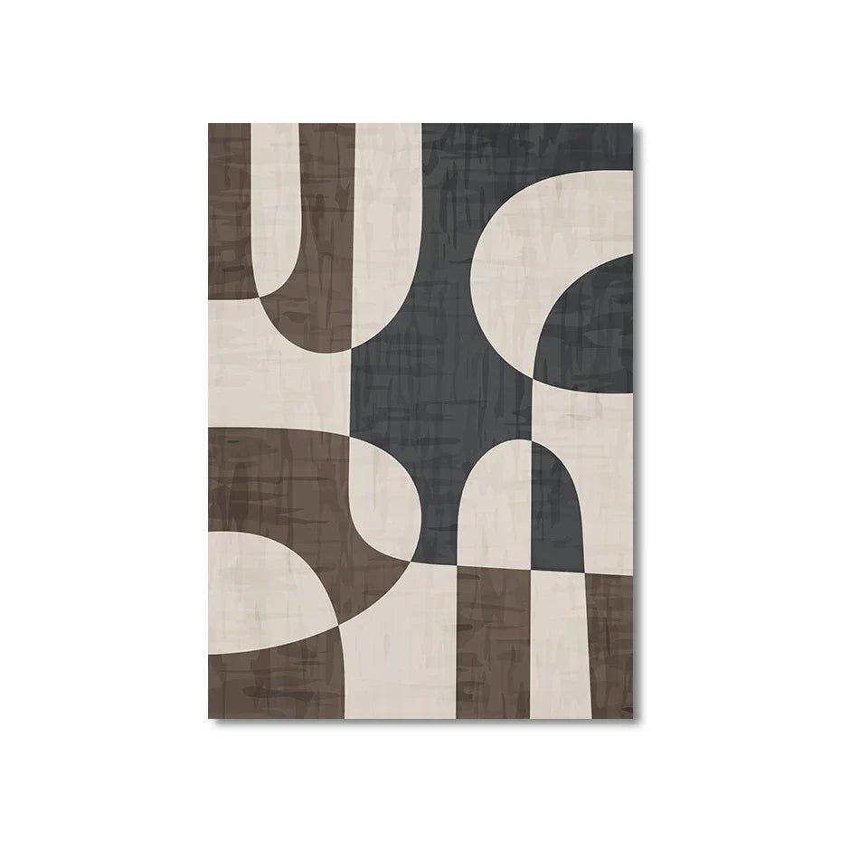 Moderne Geometrisk Brun Beige Abstrakt Veggkunst Fin Kunstler Lerret Utskrifter Bilder For Stue Soverom Samtidsinteriør Dekor | Skanto
