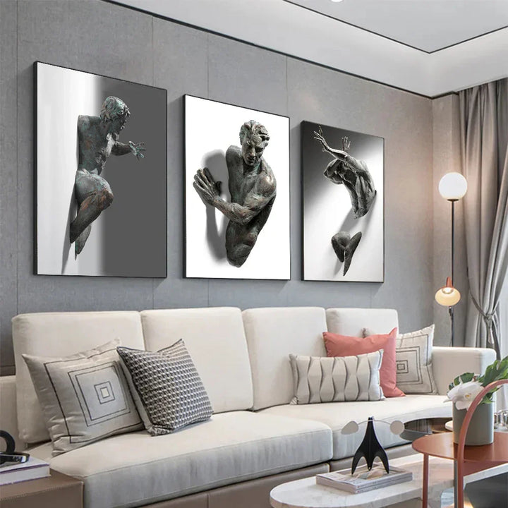 Moderne Urban Abstrakt Jern Statue Veggkunst Fine Art Lærredstrykk 3d Visualisering Figur Kunstbilder For Minimalistisk Leilighet Veggdekor | Skanto