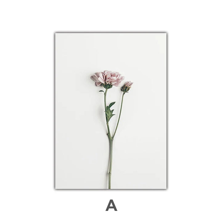 Minimalist Rosa Blomster Botanisk Veggkunst Fine Art Lerretsutskrifter Plakater Elegante Bilder For Nordisk Stue Spiserom Soverom Kunst Dekor | Skanto