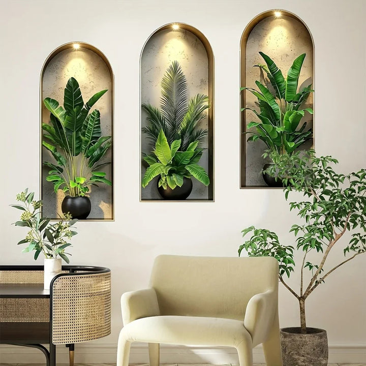 Skanto | Verdeco veggklistremerker | veggklistremerker planter 3D | akvarellutseende | selvklebende & resterfri | stue & soveromsinnredning