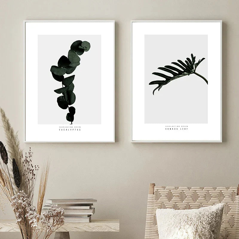 Minimalistiske Grønne Blader Moderne Botaniske Eksemplar Veggkunst Kunstneriske Lerretsutskrifter Galleri Veggbilder For Stue Spisestue Kunst Dekor | Skanto