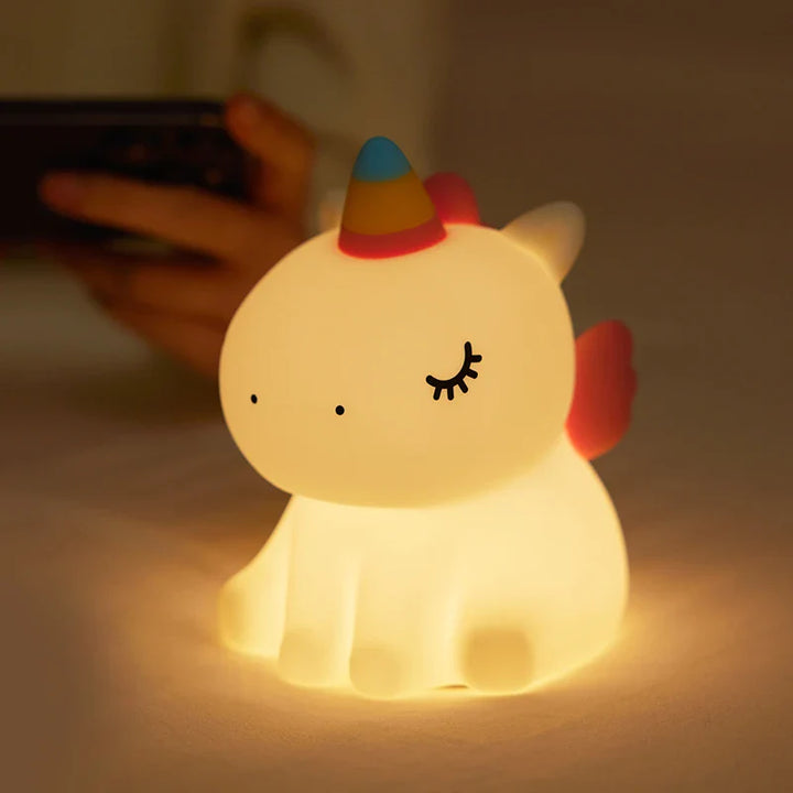 Skanto | DreamiCorn LED Nattlys Enhjørning | Myk Silikon & USB Oppladbar | Berøringskontroll & 2 Lysstyrkenivåer | Barnerom & Gaveidé