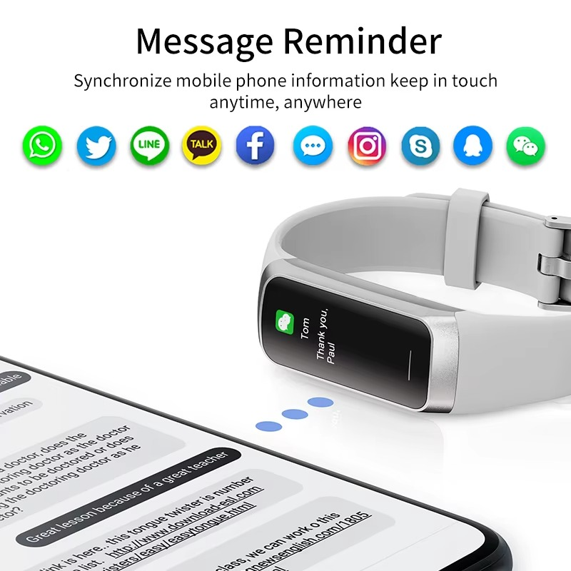 Intelligent Fitnessuhr for Damen und Herren mit wasserdichtem Design og Gesundheittracking