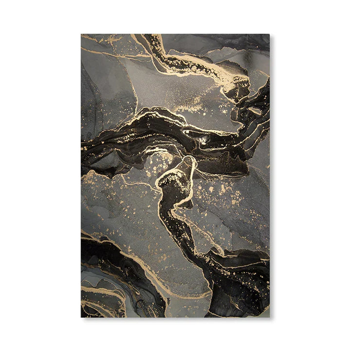 Abstrakt Svart Grå Gull Flytende Marmor Trykk Veggkunst Fin Kunst Lerret Trykk Bilder For Moderne Leilighet Stue Hjemme Kontor Dekor | Skanto