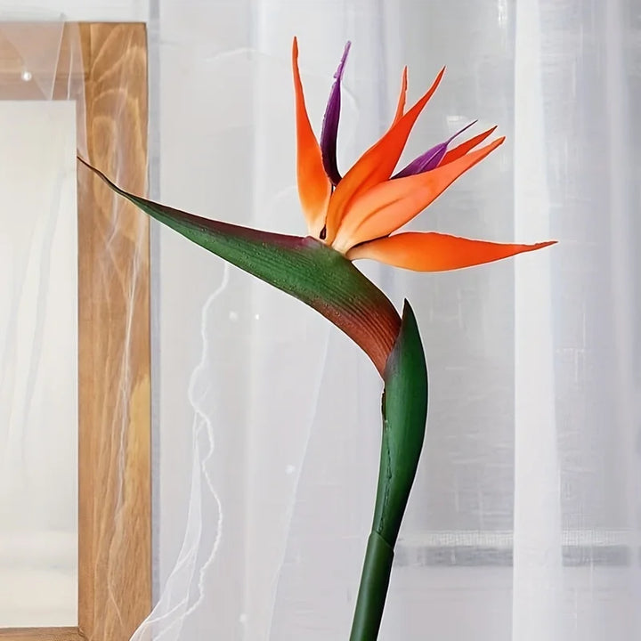 Skanto | Floriva 3 Delt Sett Kunstige Strelitzia | Papegøye Blomster | 24,5 cm Lange Stengler | Dekorasjon for Hjem, Kontor & Arrangementer