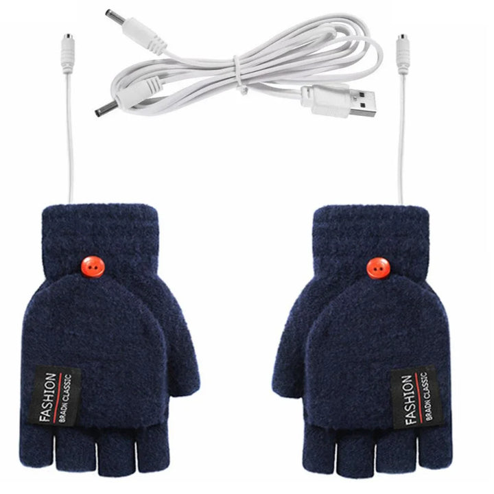 Skanto | ThermoLoom USB oppvarmingshansker | 3 varmenivåer | Myk strikket materiale | Unisex én størrelse