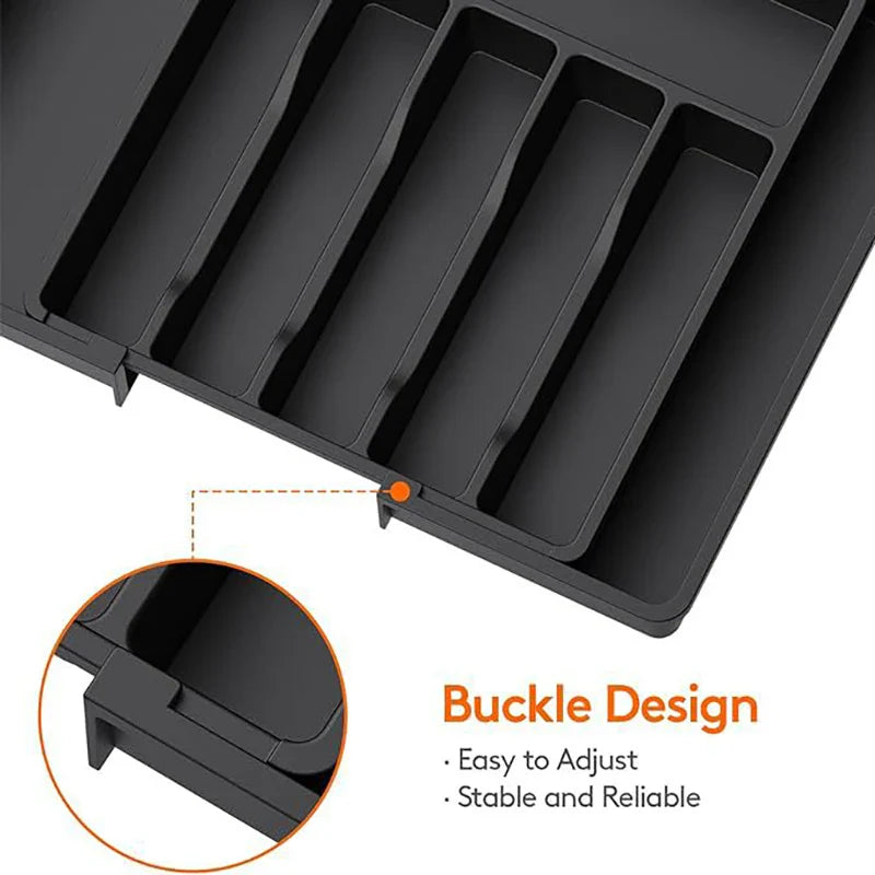 Skanto | Modulora Bestikkskuffinnsats | Utvidbar Bestikkorganisator | Justerbart Lagringssystem laget av PP | 38×35 cm