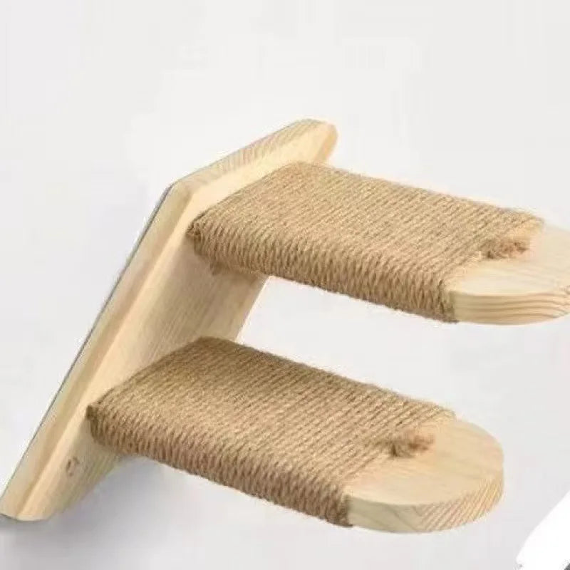 Kattestige for veggmontering laget av tre med sisal Skanto