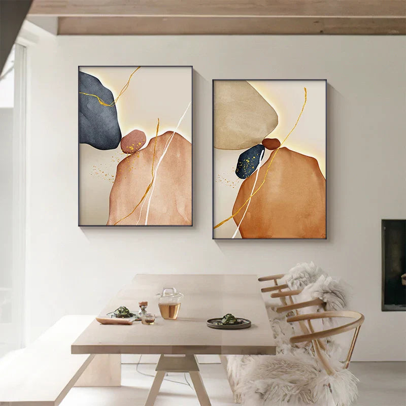 Moderne Abstrakt Nordisk Zen Stein Veggkunst Fine Art Lerret Utskrifter Nøytrale Toner Geomorfisk Design Bilder For Moderne Interiør | Skanto