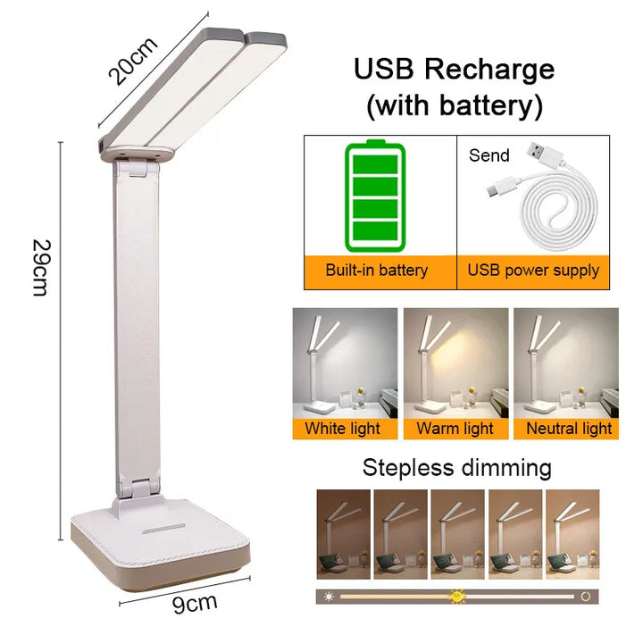 Skanto | LumiFold | LED Skrivebordslampe | 3 Lysnivåer & Berøringskontroll | USB Oppladbar & Sammenleggbar