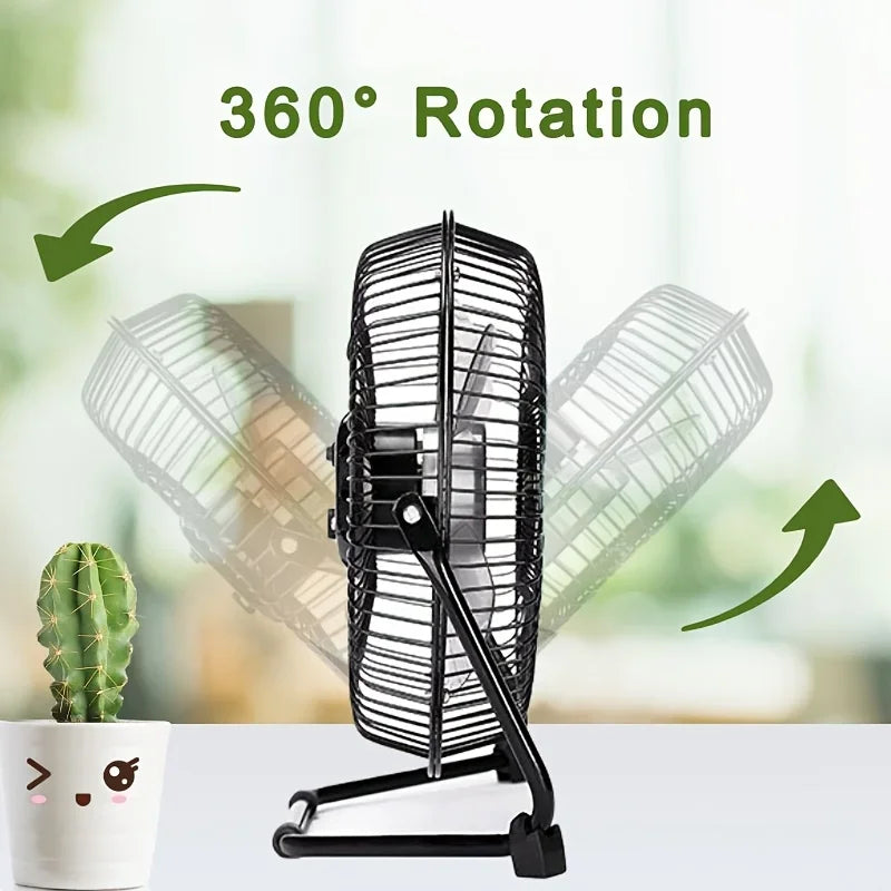 4/6/8 Tommer Desktop Bærbar USB Elektrisk Vifte – 2-Hastighets Justerbar Mini Skrivebord Vifte med 4 Blader & 360° Rotasjon for Sterk Luftstrøm | Skanto