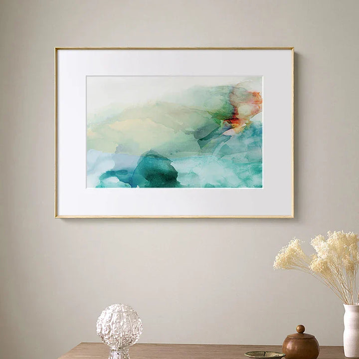 Eteriske hvisker Teal Emerald Akvamarine Abstrakt veggkunst Fine Art lerretsutskrifter Nordiske bilder for moderne leilighet stueinnredning | Skanto