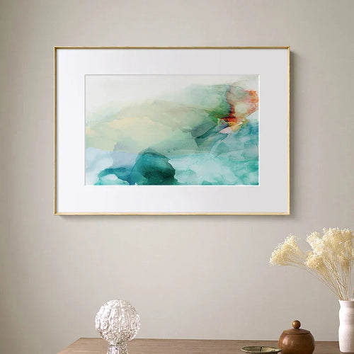 Eteriske hvisker Teal Emerald Akvamarine Abstrakt veggkunst Fine Art lerretsutskrifter Nordiske bilder for moderne leilighet stueinnredning | Skanto